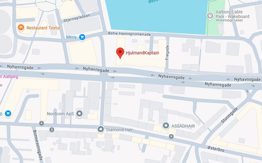 Kort over lokation af HjulmandKaptain i Aalborg